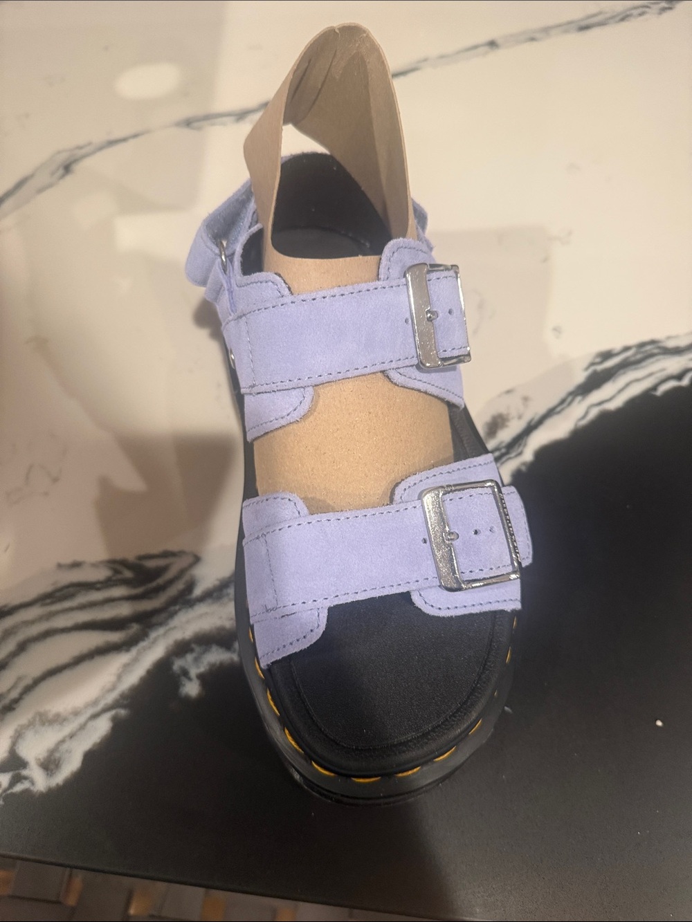 Dr. Martens Cornflower Blue Zebzag Sandal - Double Buckle - Picture 2 of 8